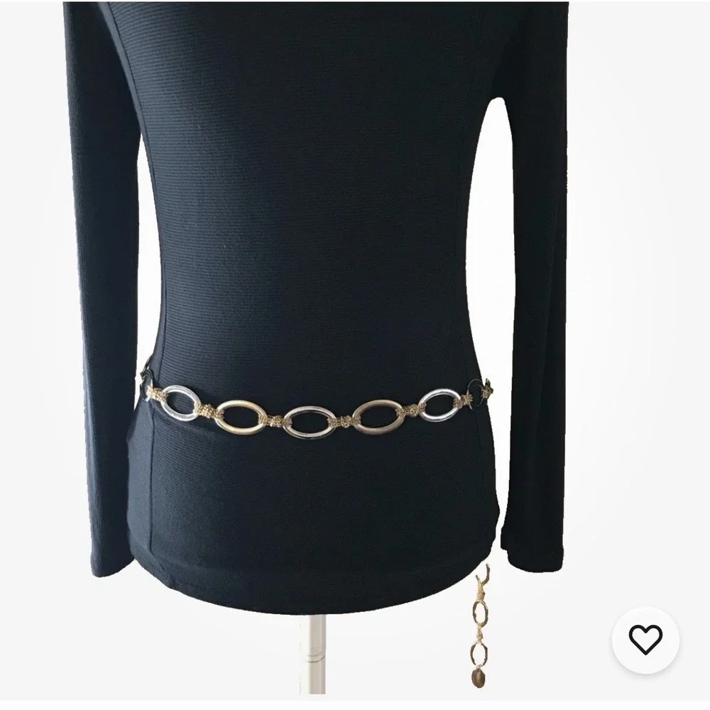 Liz Claiborne Women's Chain Belt One Size Adjustable Gold‎ O Ring Metal L / XL